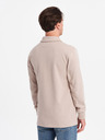 Ombre Clothing Béžová pánská basic mikina s límečkem Ombre Clothing