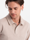 Ombre Clothing Béžová pánská basic mikina s límečkem Ombre Clothing