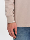 Ombre Clothing Béžová pánská basic mikina s límečkem Ombre Clothing