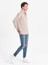 Ombre Clothing Béžová pánská basic mikina s límečkem Ombre Clothing