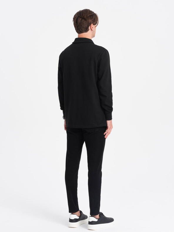 Ombre Clothing Černá pánská basic mikina s límečkem Ombre Clothing