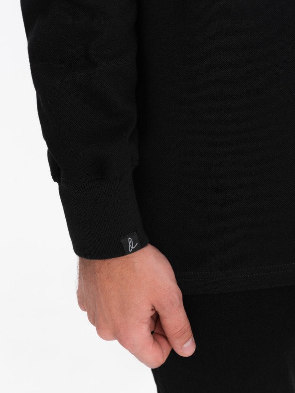 Ombre Clothing Černá pánská basic mikina s límečkem Ombre Clothing