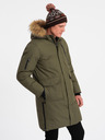 Ombre Clothing Zelená pánská zimní bunda s umělým kožíškem Ombre Clothing Alaskan