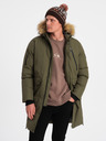 Ombre Clothing Zelená pánská zimní bunda s umělým kožíškem Ombre Clothing Alaskan