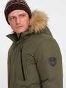 Ombre Clothing Zelená pánská zimní bunda s umělým kožíškem Ombre Clothing Alaskan