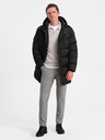 Ombre Clothing Černý pánský zimní prošívaný kabát Ombre Clothing
