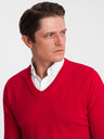Ombre Clothing Červený pánský svetr s košilovým límcem Ombre Clothing