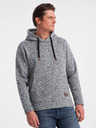 Ombre Clothing Šedá pánská žíhaná mikina s kapucí Ombre Clothing