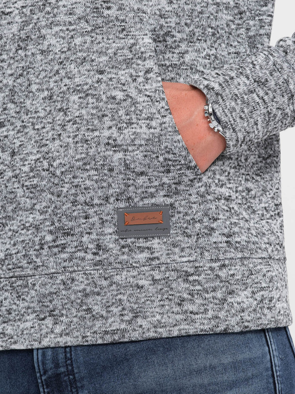 Ombre Clothing Šedá pánská žíhaná mikina s kapucí Ombre Clothing