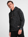 Ombre Clothing Tmavě šedá pánská žíhaná mikina s kapucí Ombre Clothing