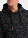 Ombre Clothing Tmavě šedá pánská žíhaná mikina s kapucí Ombre Clothing