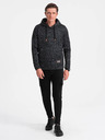 Ombre Clothing Tmavě šedá pánská žíhaná mikina s kapucí Ombre Clothing