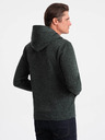 Ombre Clothing Tmavě zelená pánská žíhaná mikina s kapucí Ombre Clothing