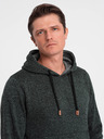 Ombre Clothing Tmavě zelená pánská žíhaná mikina s kapucí Ombre Clothing