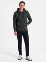 Ombre Clothing Tmavě zelená pánská žíhaná mikina s kapucí Ombre Clothing