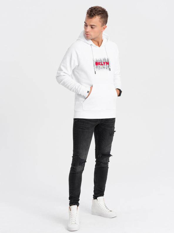 Ombre Clothing Bílá pánská mikina s potiskem Ombre Clothing