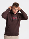 Ombre Clothing Tmavě hnědá pánská mikina s potiskem Ombre Clothing