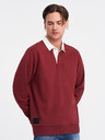 Ombre Clothing Vínová pánská mikina s límečkem Ombre Clothing