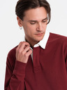 Ombre Clothing Vínová pánská mikina s límečkem Ombre Clothing