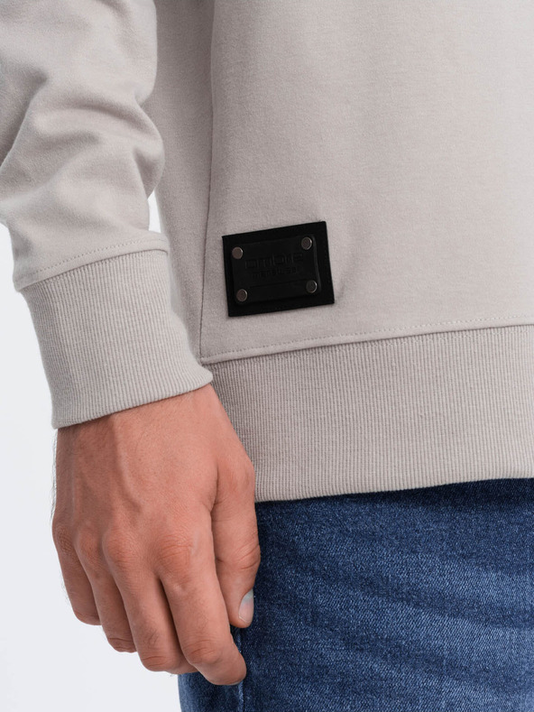 Ombre Clothing Světle šedá pánská mikina s límečkem Ombre Clothing