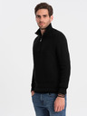 Ombre Clothing Černý pánský svetr s límcem Ombre Clothing