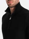 Ombre Clothing Černý pánský svetr s límcem Ombre Clothing
