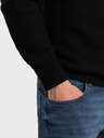 Ombre Clothing Černý pánský svetr s límcem Ombre Clothing