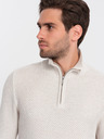 Ombre Clothing Krémový pánský svetr s límcem Ombre Clothing