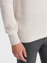 Ombre Clothing Krémový pánský svetr s límcem Ombre Clothing