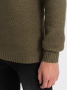 Ombre Clothing Khaki pánský svetr s límcem Ombre Clothing