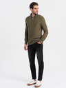 Ombre Clothing Khaki pánský svetr s límcem Ombre Clothing