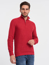 Ombre Clothing Červený pánský svetr s límcem Ombre Clothing
