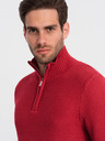 Ombre Clothing Červený pánský svetr s límcem Ombre Clothing