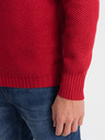Ombre Clothing Červený pánský svetr s límcem Ombre Clothing