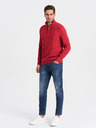 Ombre Clothing Červený pánský svetr s límcem Ombre Clothing
