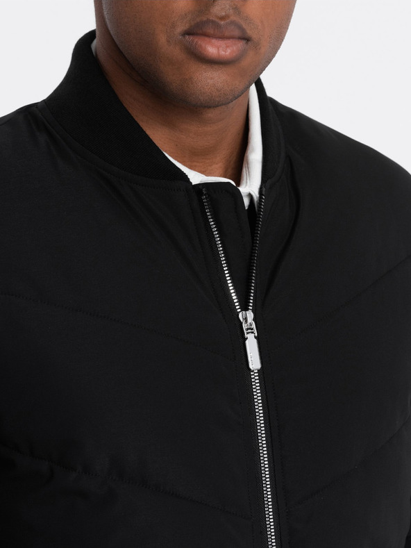 Ombre Clothing Černý pánský prošívaný bomber Ombre Clothing