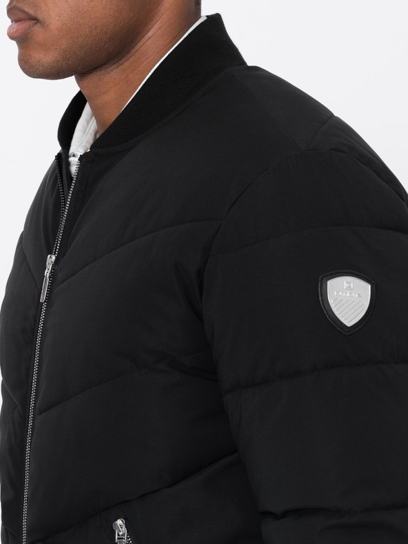 Ombre Clothing Černý pánský prošívaný bomber Ombre Clothing