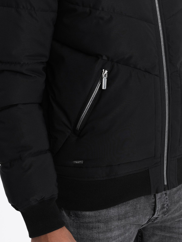 Ombre Clothing Černý pánský prošívaný bomber Ombre Clothing