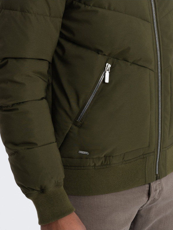 Ombre Clothing Khaki pánský prošívaný bomber Ombre Clothing