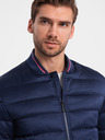 Ombre Clothing Tmavě modrý pánský prošívaný bomber Ombre Clothing