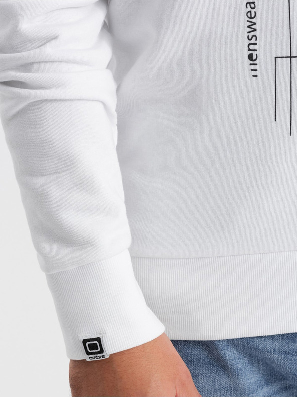 Ombre Clothing Bílá pánská mikina s potiskem Ombre Clothing