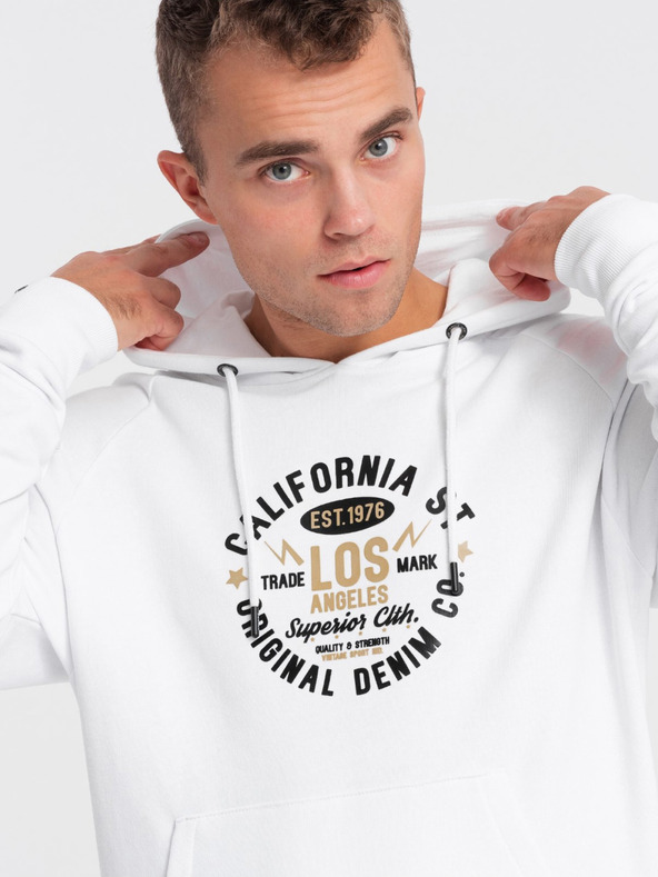 Ombre Clothing Bílá pánská mikina s potiskem Ombre Clothing