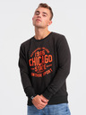 Ombre Clothing Tmavě hnědá pánská mikina s potiskem Ombre Clothing