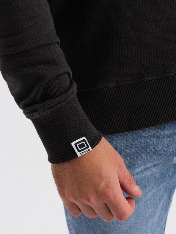 Ombre Clothing Tmavě hnědá pánská mikina s potiskem Ombre Clothing