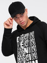 Ombre Clothing Bílo-černá pánská mikina s kapucí a potiskem Ombre Clothing