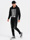 Ombre Clothing Bílo-černá pánská mikina s kapucí a potiskem Ombre Clothing