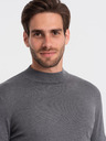 Ombre Clothing Šedý pánský basic svetr se stojáčkem Ombre Clothing