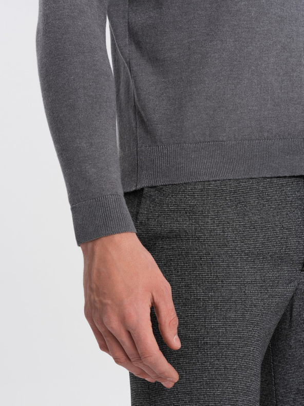 Ombre Clothing Šedý pánský basic svetr se stojáčkem Ombre Clothing