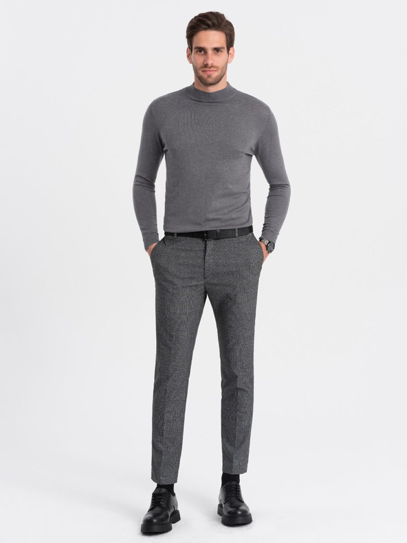 Ombre Clothing Šedý pánský basic svetr se stojáčkem Ombre Clothing