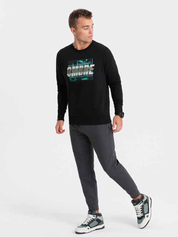 Ombre Clothing Černá pánská mikina s potiskem Ombre Clothing